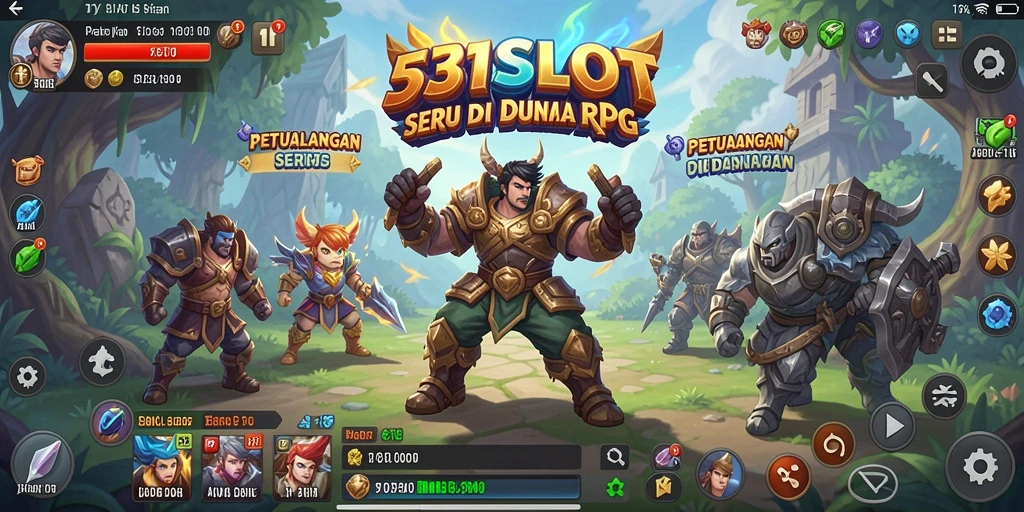 Screenshot utama 531SLOT menunjukkan aksi karakter dalam pertempuran RPG.