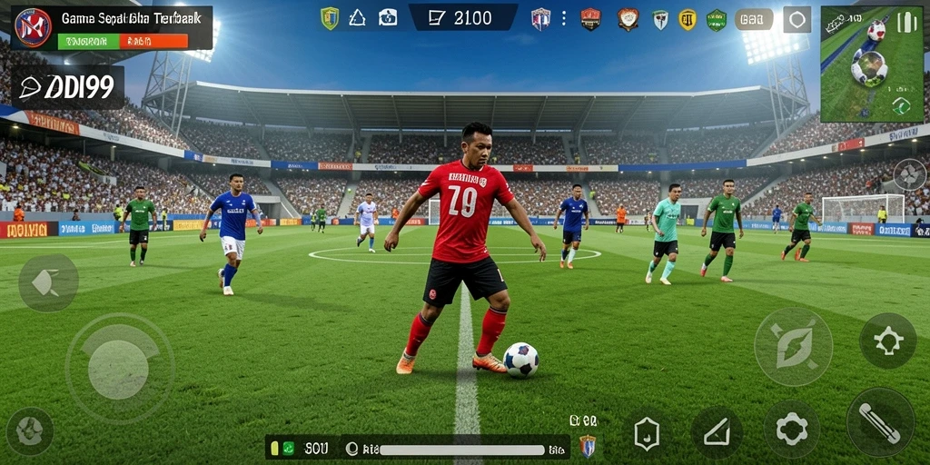 Tampilan permainan ADI99 yang penuh aksi di lapangan sepak bola.