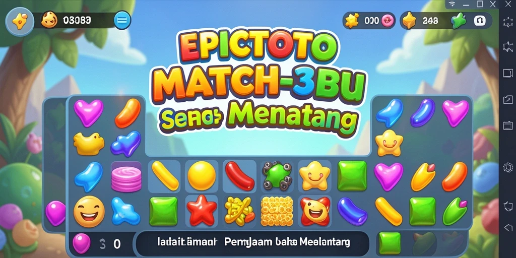 Screenshot EPICTOTO menampilkan gameplay seru Match-3 yang menantang.
