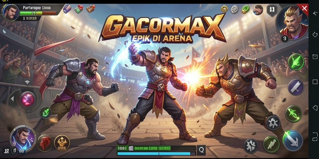 Screenshot GACORMAX menampilkan pertarungan karakter yang menegangkan.
