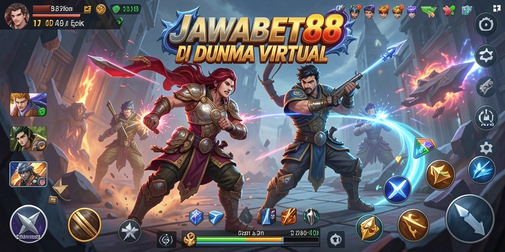 Screenshot JAWABET88 menampilkan pertarungan seru antara dua karakter.