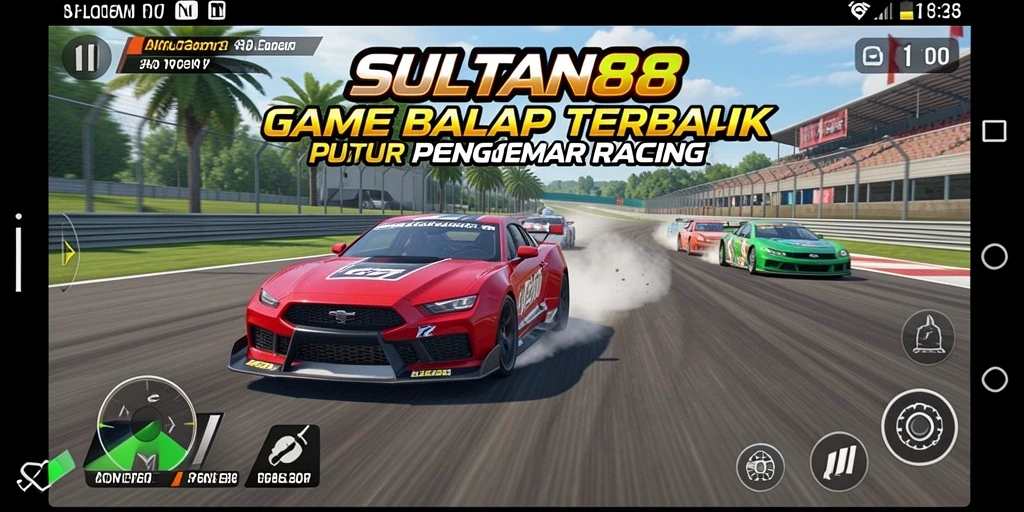 Tampilan menarik dari gameplay balapan di SULTAN88 dengan mobil kencang.