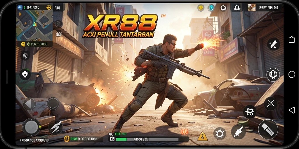 Tampilan gameplay XR88 dengan aksi yang mendebarkan dan grafik memukau.